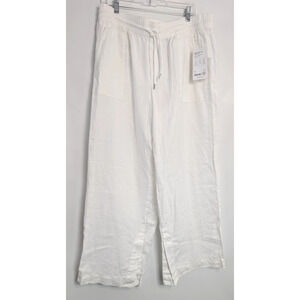Athleta Retreat Wide Leg Linen White Pants Sz XL Drawstring Beachy Vacation